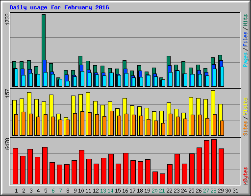 Daily usage for February 2016
