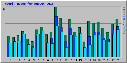 Hourly usage for August 2016